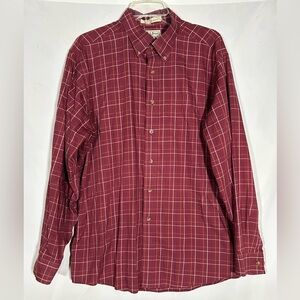 LL BEAN WRINKLE RESISTANT PLAID OUTDOOR SPORTSMAN BUTTON DOWN SHIRT MEN LARGE